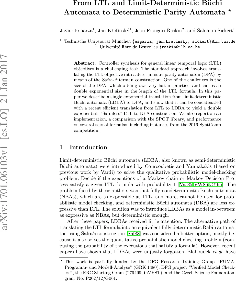 From LTL and Limit-Deterministic B"uchi Automata to Deterministic   Parity Automata
