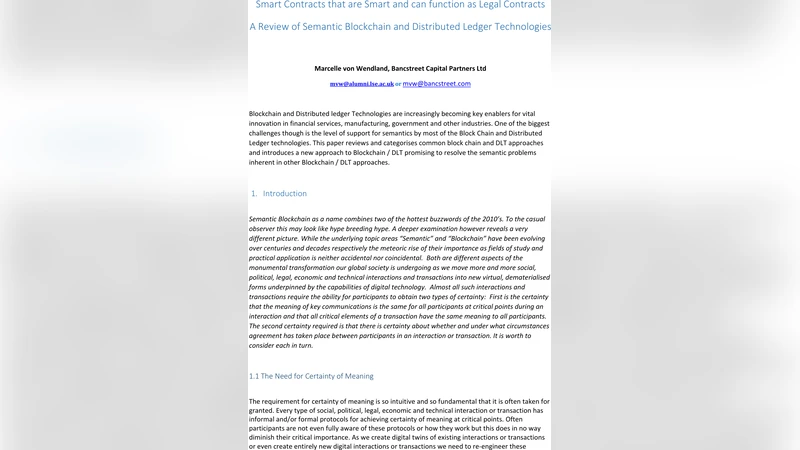 Smart contracts that are smart and can function as legal contracts - A   Review of Semantic Blockchain and Distributed Ledger Technologies