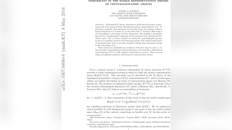 Periodicity in the stable representation theory of crystallographic   groups