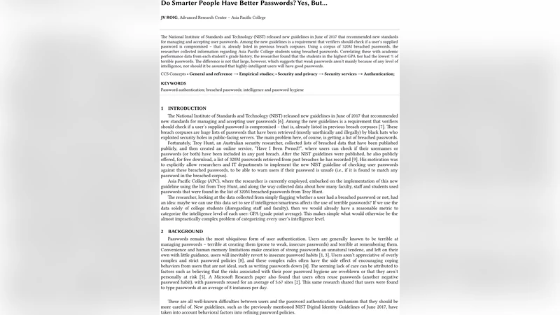 Do Smarter People Have Better Passwords?