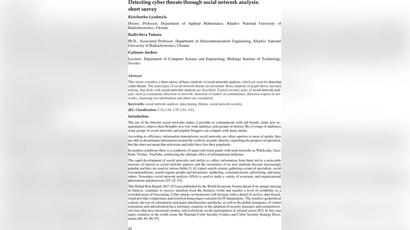 Detecting cyber threats through social network analysis: short survey