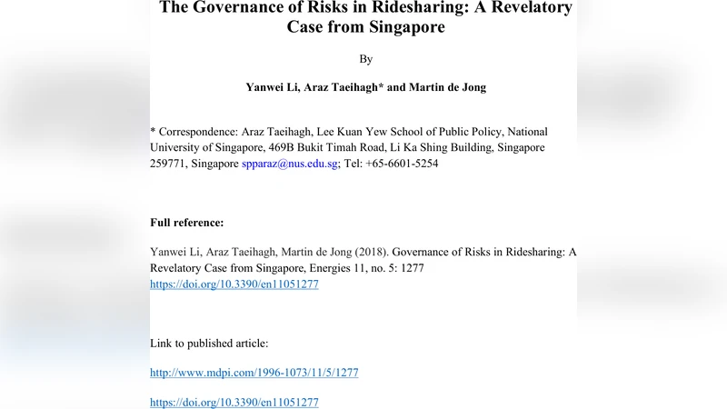 The Governance of Risks in Ridesharing: A Revelatory Case from Singapore