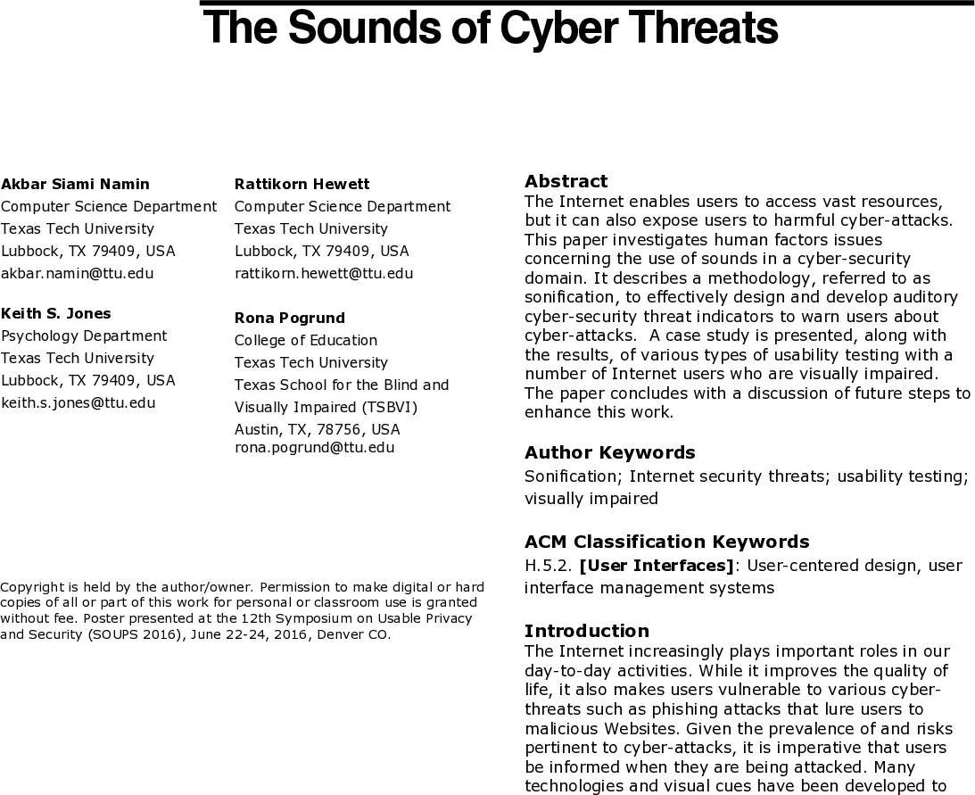 The Sounds of Cyber Threats
