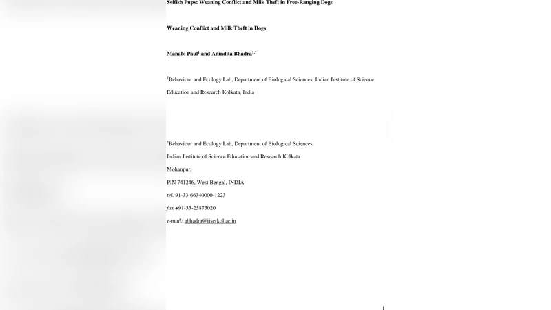Selfish Pups: Weaning Conflict and Milk Theft in Free-Ranging Dogs