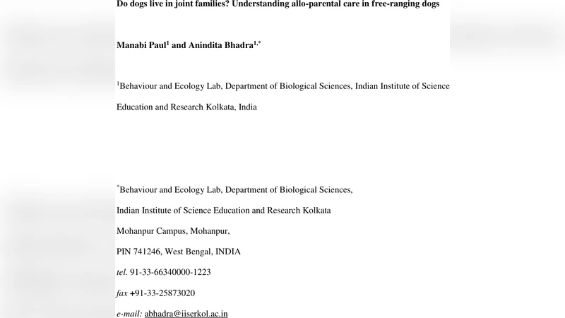Do dogs live in joint families? Understanding allo-parental care in   free-ranging dogs