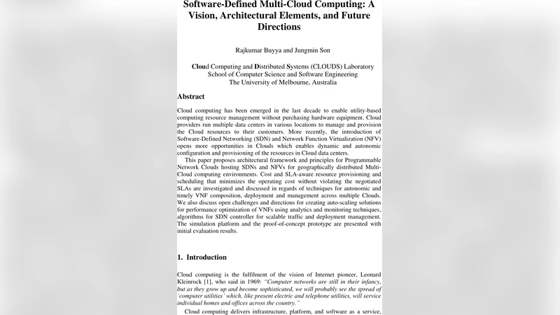 Software-Defined Multi-Cloud Computing: A Vision, Architectural   Elements, and Future Directions