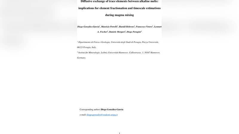 Diffusive exchange of trace elements between alkaline melts:   implications for element fractionation and timescale estimations during magma   mixing