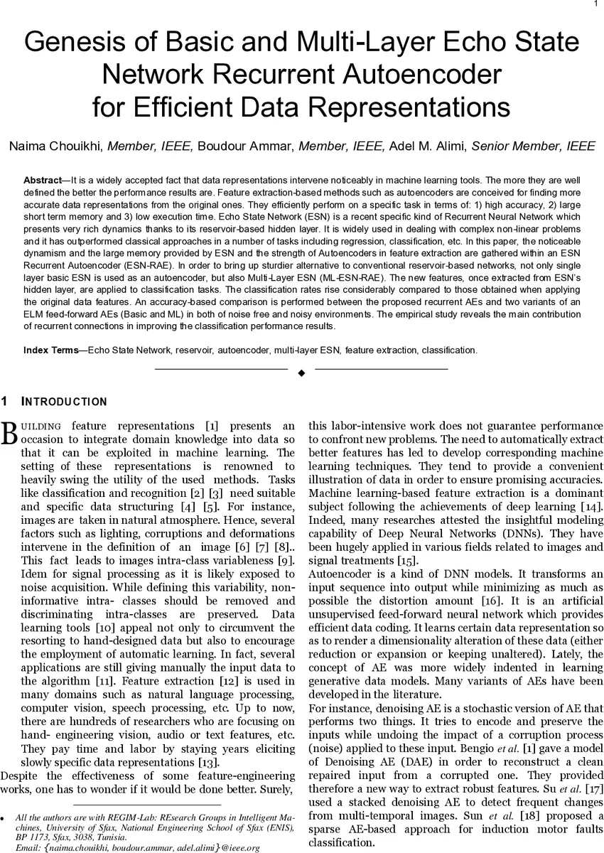 Genesis of Basic and Multi-Layer Echo State Network Recurrent   Autoencoders for Efficient Data Representations