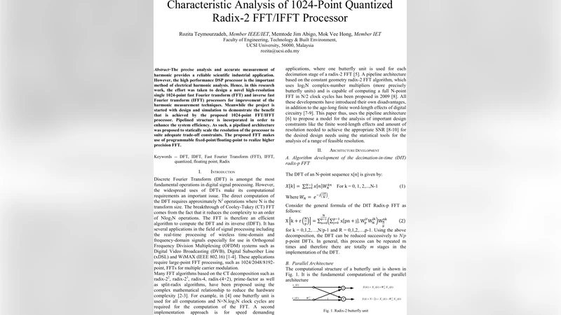 Characteristic Analysis of 1024-Point Quantized Radix-2 FFT/IFFT   Processor