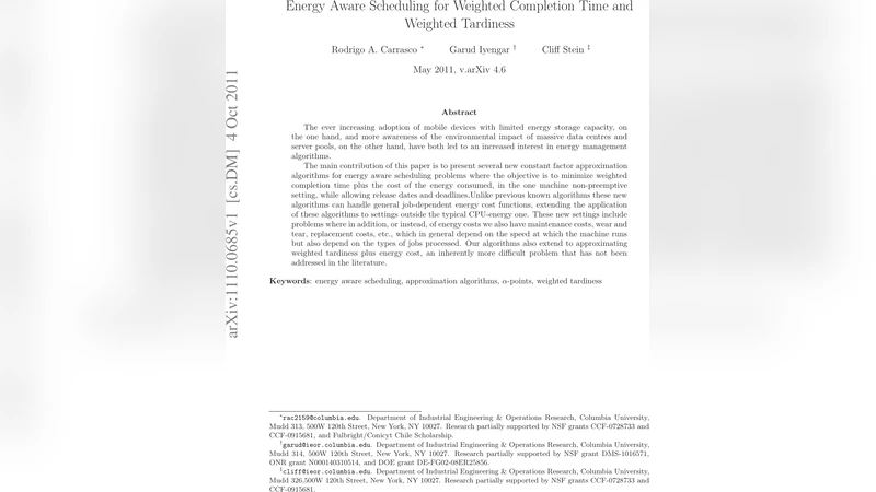 Energy Aware Scheduling for Weighted Completion Time and Weighted   Tardiness