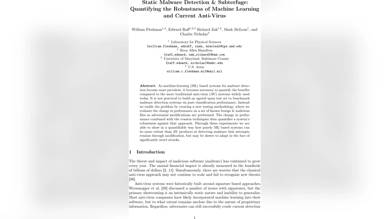Static Malware Detection & Subterfuge: Quantifying the Robustness of   Machine Learning and Current Anti-Virus