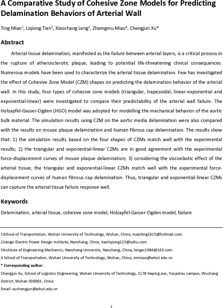 A Comparative Study of Cohesive Zone Models for Predicting Delamination   Behaviors of Arterial Wall