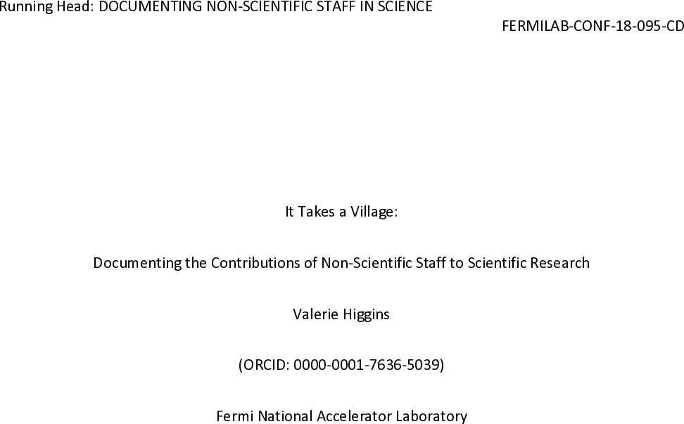 It Takes a Village: Documenting the Contributions of Non-Scientific   Staff to Scientific Research
