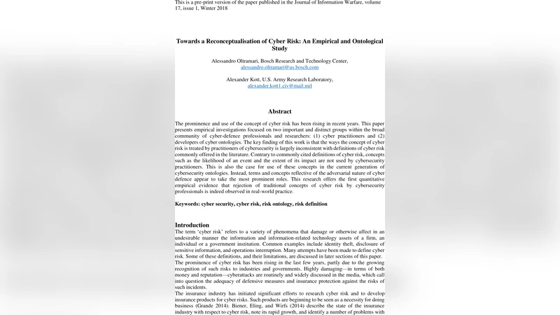 Towards a Reconceptualisation of Cyber Risk: An Empirical and   Ontological Study