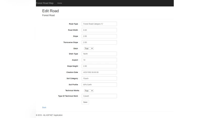 A Decision Support System Web-Application for the Management of Forest   Road Network