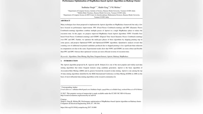 Performance Optimization of MapReduce-based Apriori Algorithm on Hadoop   Cluster