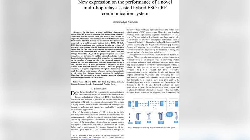 New expression on the performance of a novel multi-hop relay-assisted   hybrid FSO / RF communication system