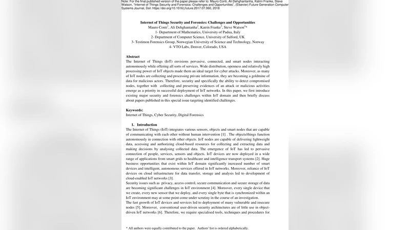 Internet of Things Security and Forensics: Challenges and Opportunities