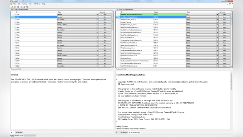 The REquirements TRacing On target (RETRO).NET Dataset