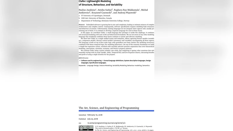 Clafer: Lightweight Modeling of Structure, Behaviour, and Variability