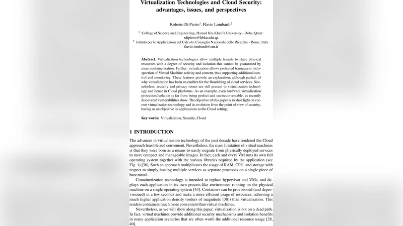 Virtualization Technologies and Cloud Security: advantages, issues, and   perspectives