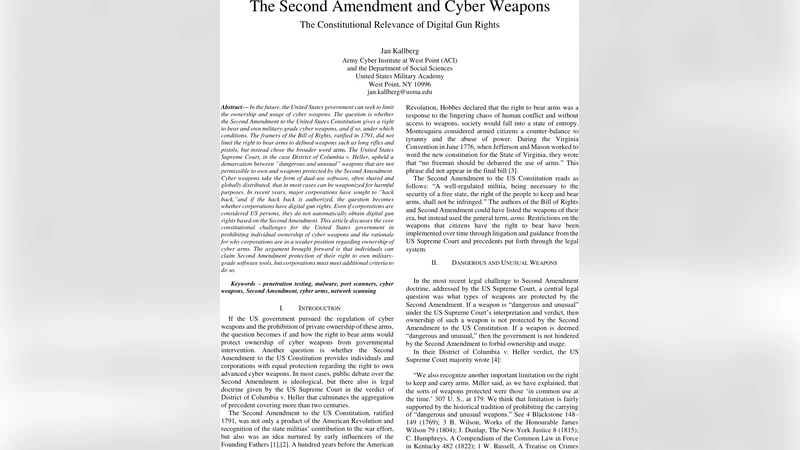 The Second Amendment and Cyber Weapons - The Constitutional Relevance of   Digital Gun Rights