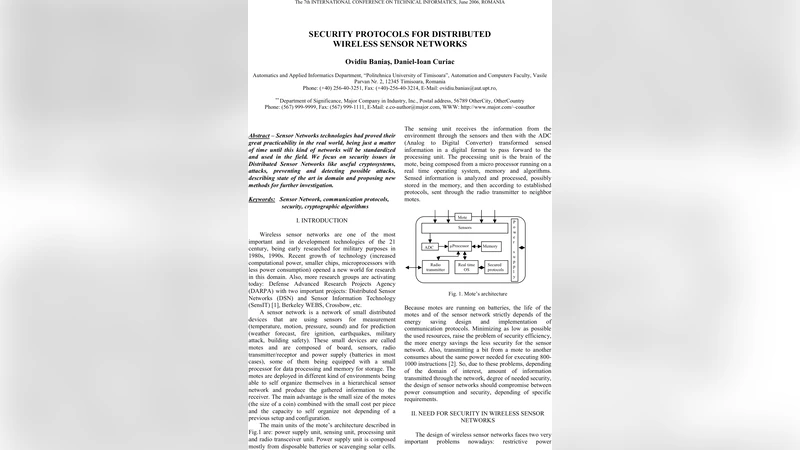 Security protocols for distributed wireless sensor networks