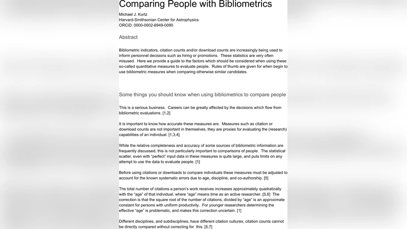 Comparing People with Bibliometrics