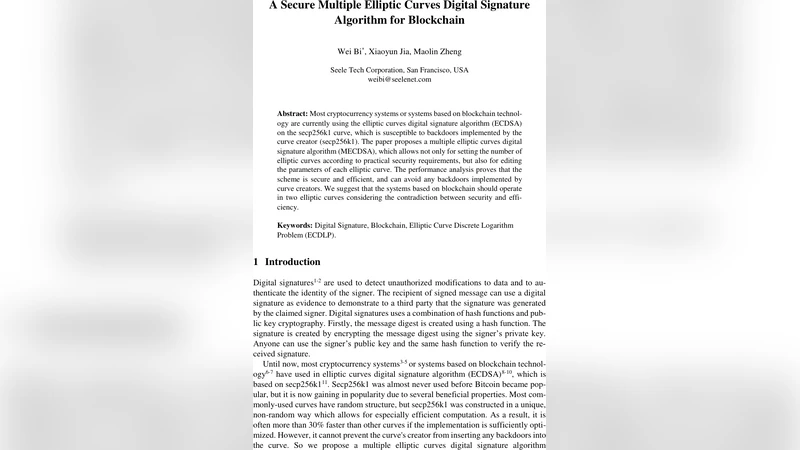 A Secure Multiple Elliptic Curves Digital Signature Algorithm for   Blockchain