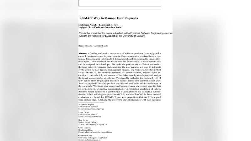 ESSMArT Way to Manage User Requests