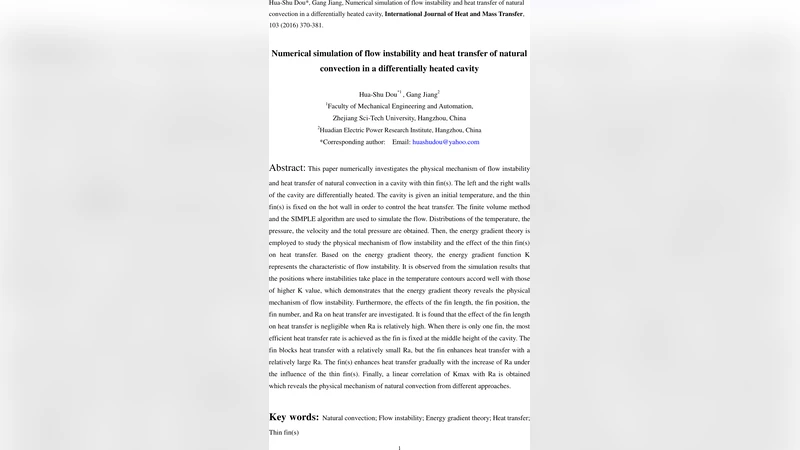 Numerical simulation of flow instability and heat transfer of natural   convection in a differentially heated cavity