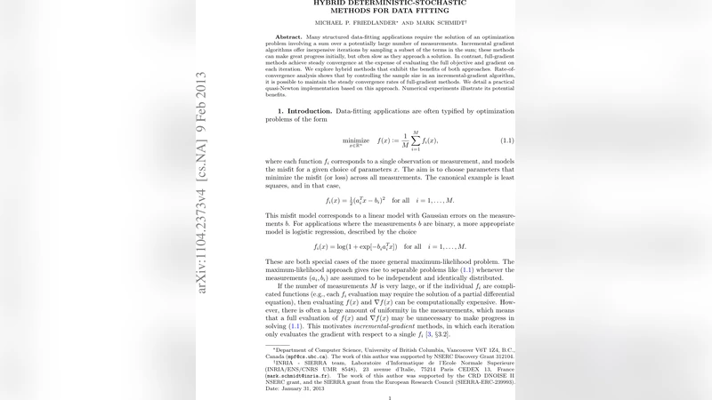 Hybrid Deterministic-Stochastic Methods for Data Fitting