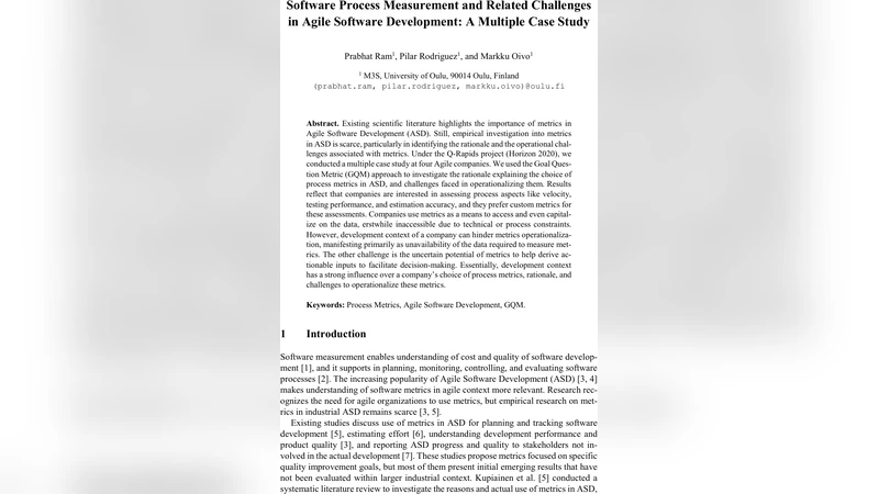 Software Process Measurement and Related Challenges in Agile Software   Development: A Multiple Case Study