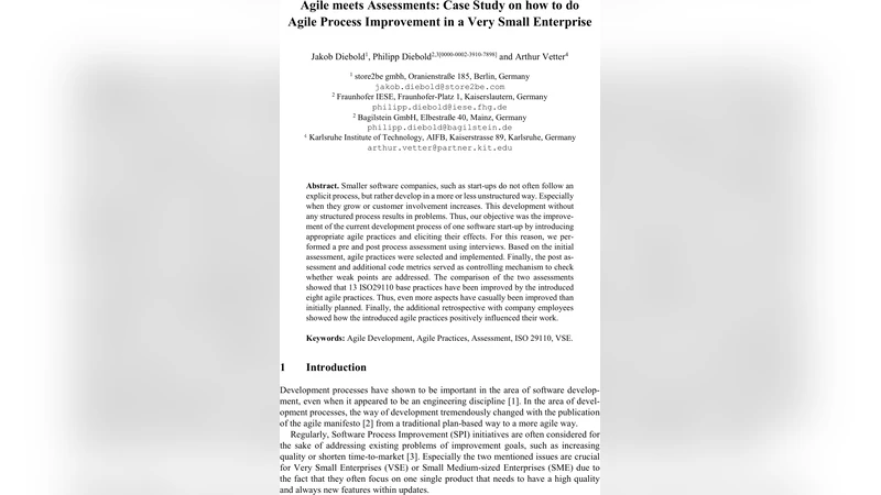 Agile meets Assessments: Case Study on how to do Agile Process   Improvement in a Very Small Enterprise