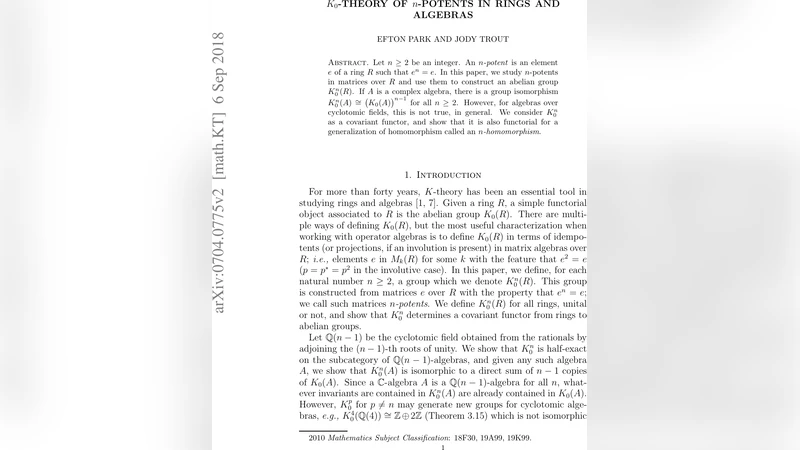 K_0-theory of n-potents in rings and algebras