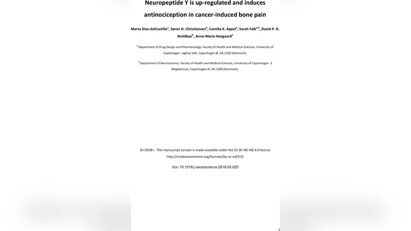 Neuropeptide Y is up-regulated and induces antinociception in   cancer-induced bone pain