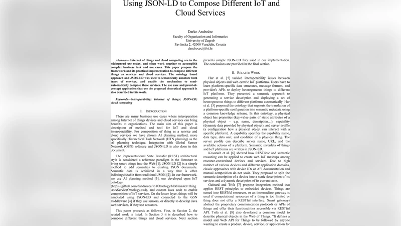 Using JSON-LD to Compose Different IoT and Cloud Services
