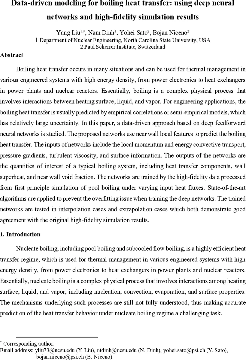 Data-driven modeling for boiling heat transfer: using deep neural   networks and high-fidelity simulation results