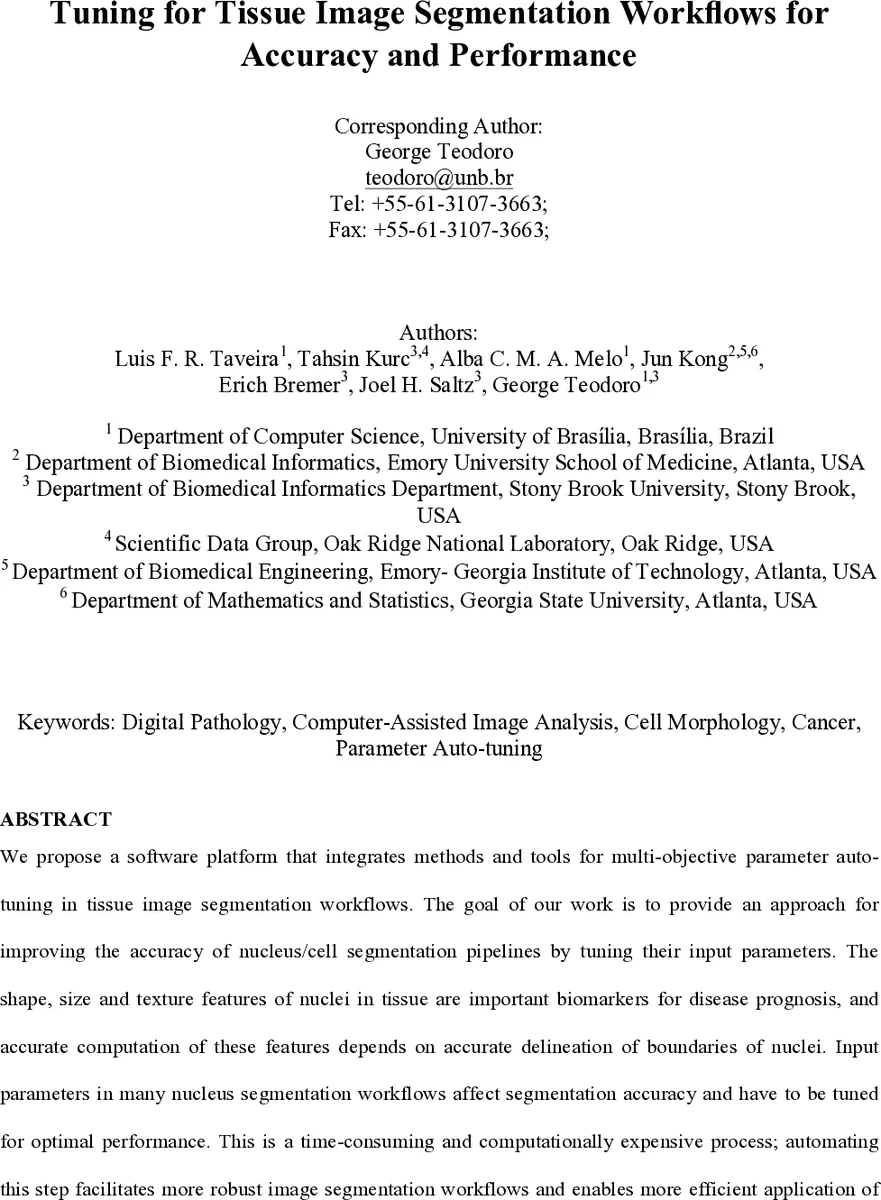 Tuning for Tissue Image Segmentation Workflows for Accuracy and   Performance