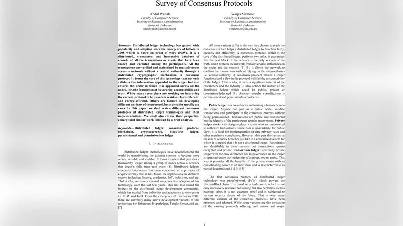 Survey of Consensus Protocols