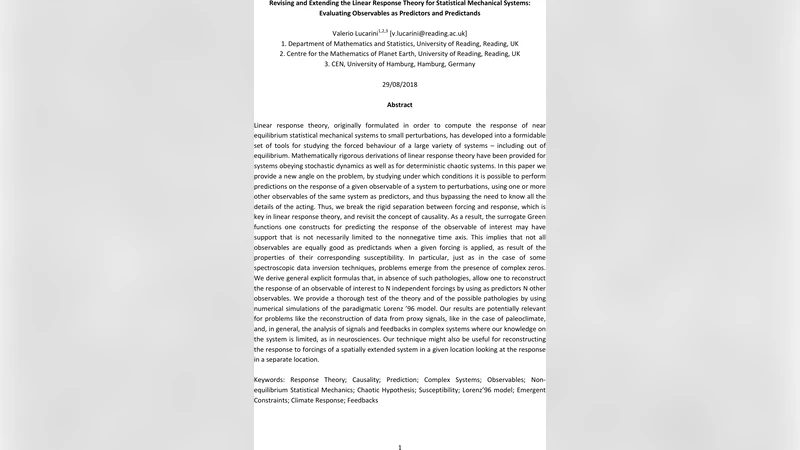 Revising and Extending the Linear Response Theory for Statistical   Mechanical Systems: Evaluating Observables as Predictors and Predictands