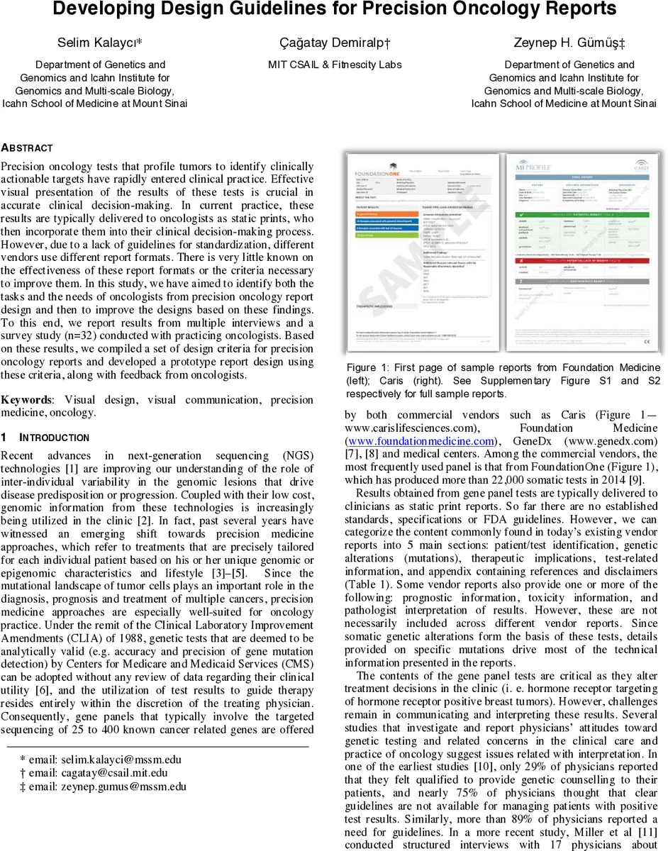 Developing Design Guidelines for Precision Oncology Reports
