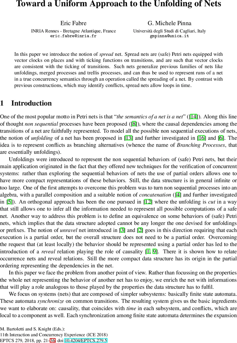 Toward a Uniform Approach to the Unfolding of Nets