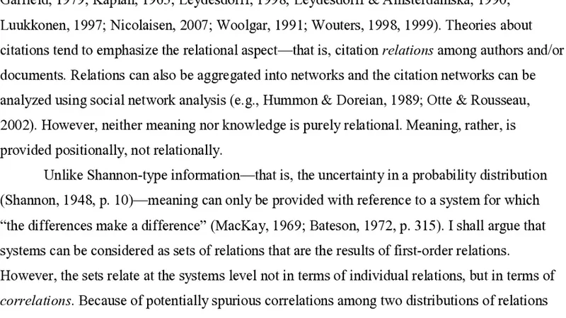 Information, Meaning, and Intellectual Organization in Networks of   Inter-Human Communication
