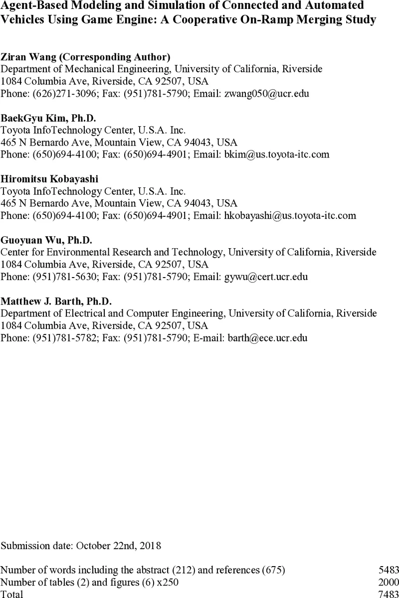 Agent-Based Modeling and Simulation of Connected and Automated Vehicles   Using Game Engine: A Cooperative On-Ramp Merging Study