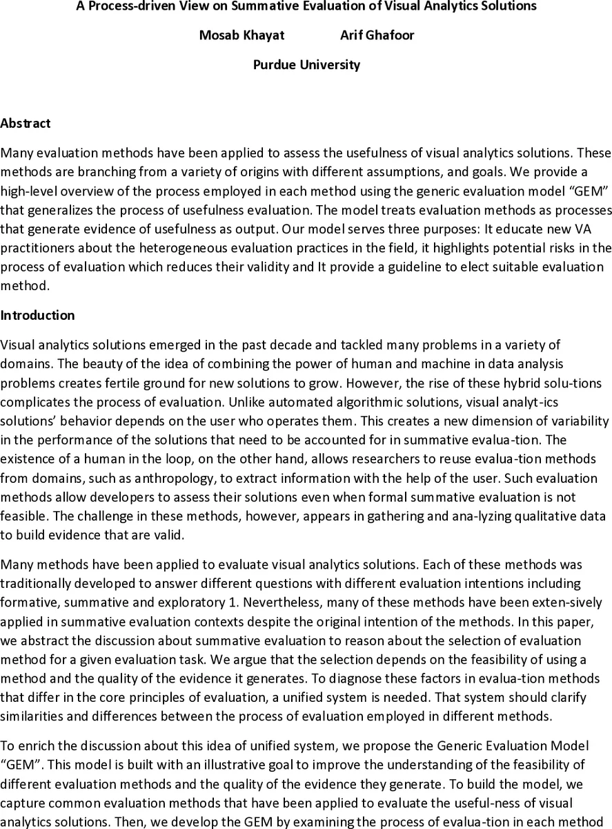 A Process-driven View on Summative Evaluation of Visual Analytics   Solutions