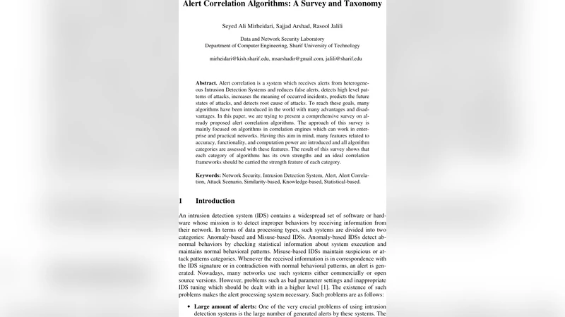 Alert Correlation Algorithms: A Survey and Taxonomy