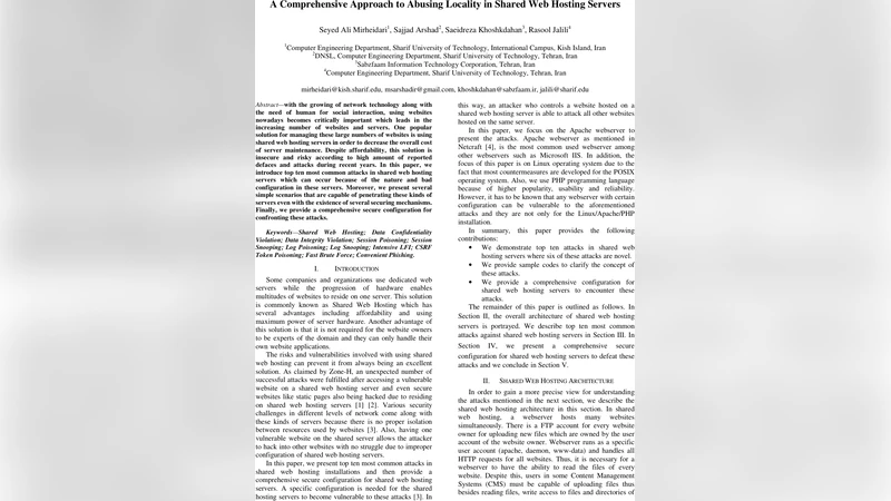 A Comprehensive Approach to Abusing Locality in Shared Web Hosting   Servers