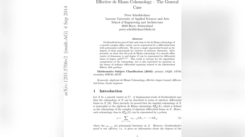 Effective de Rham Cohomology - The General Case