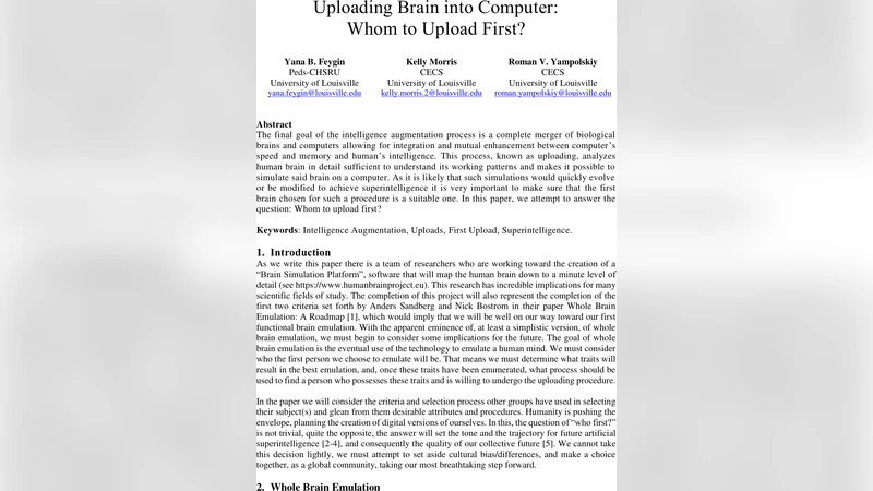 Uploading Brain into Computer: Whom to Upload First?